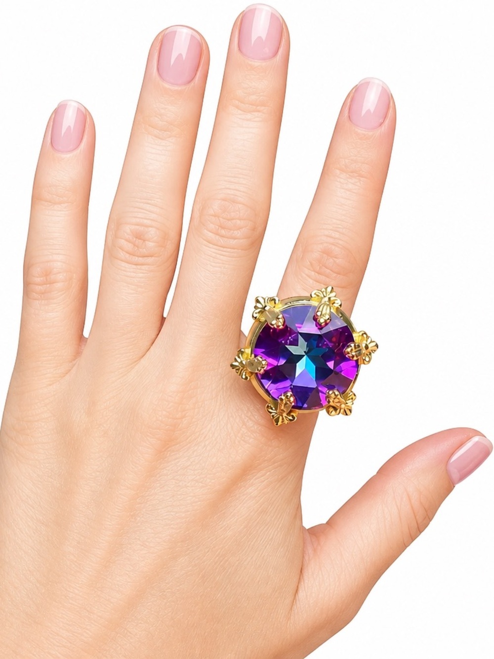 NEW Glitz Mob Stolen Midnight Crystal Locket Filigree Ring